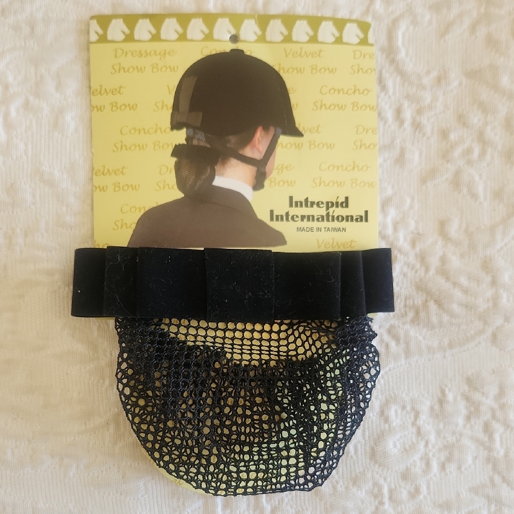 Black Velvet Equestrian Show Bow/Hair Net